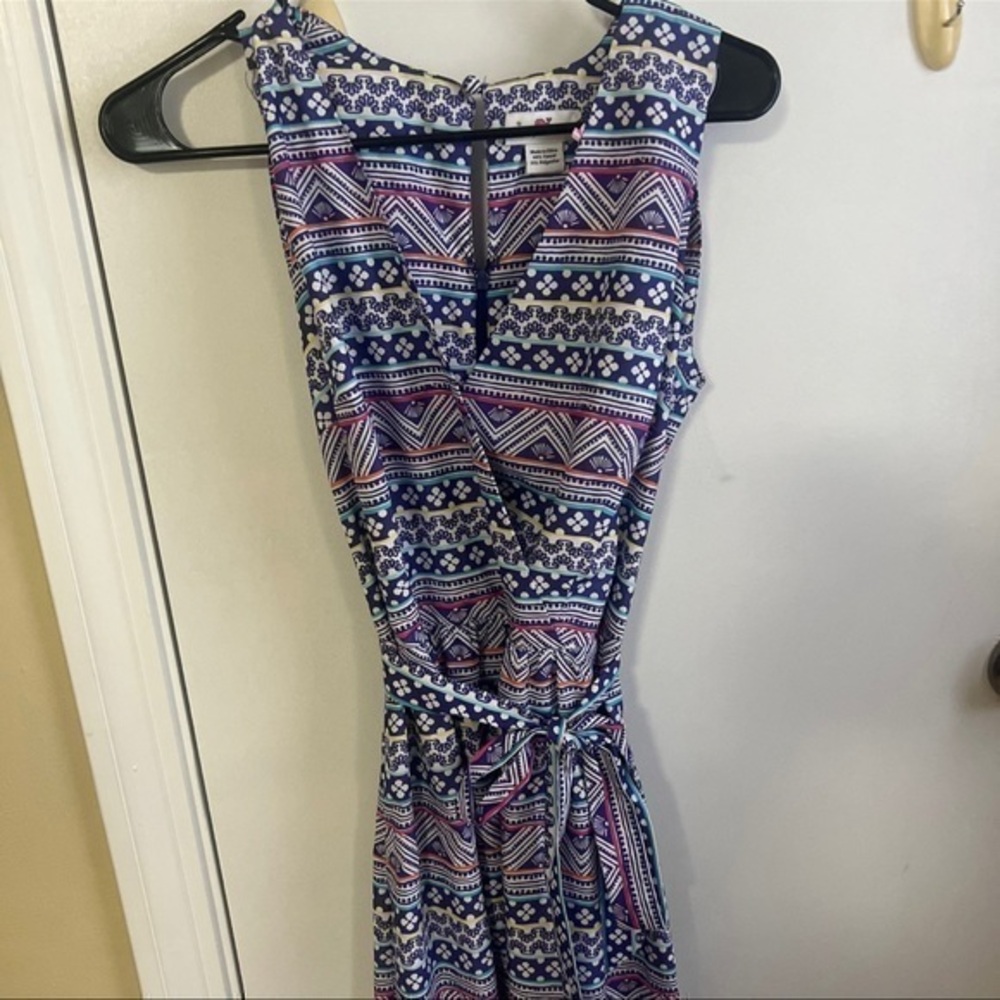 VINEYARD VINES Blue White Colorful Print Stripe Surplice Neck Maxi‎ Dress sz 2